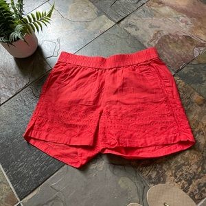 JCrew Red Eyelet Pull-On Shorts, Size XXS